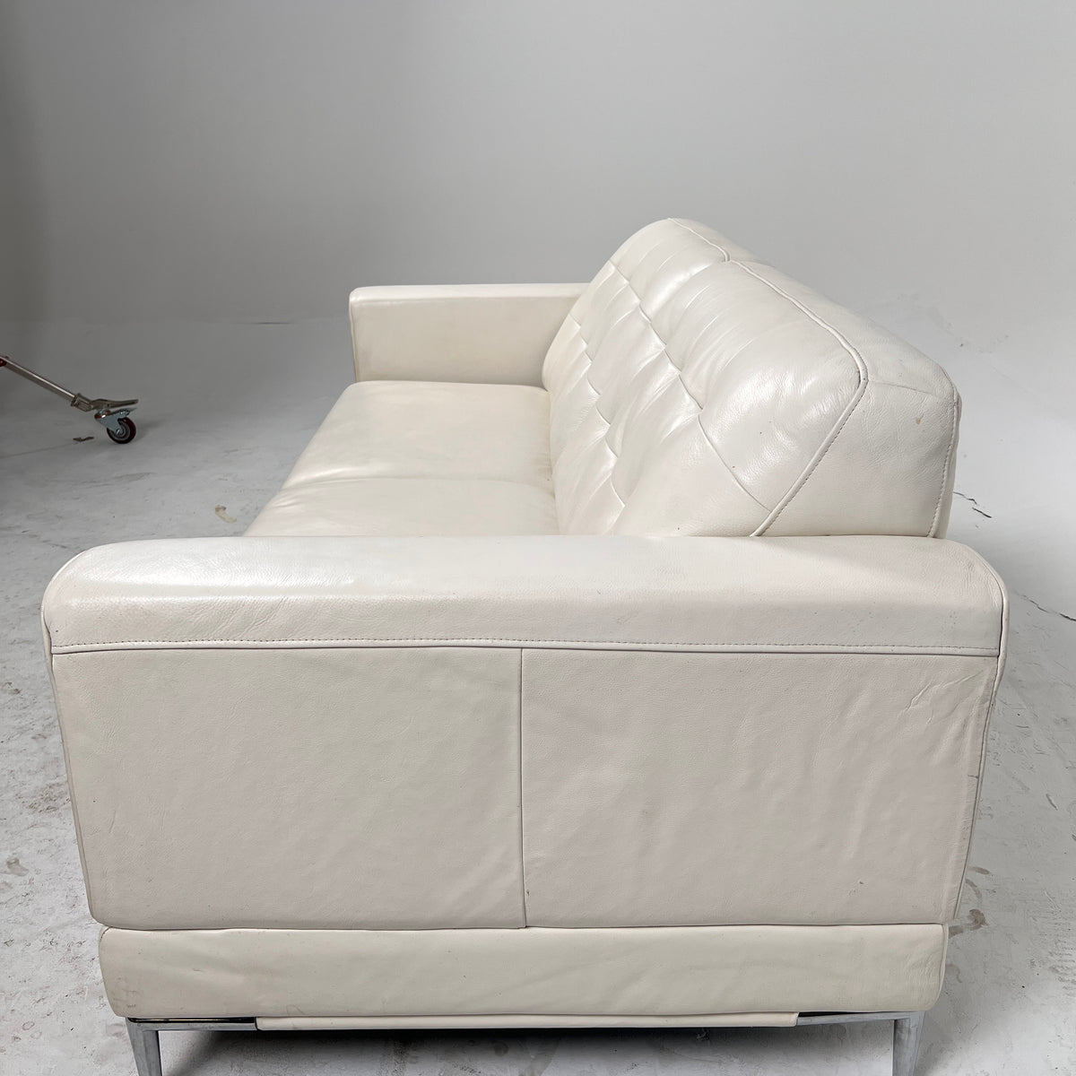 Scan Design leather loveseat. white sofa. Delivery available