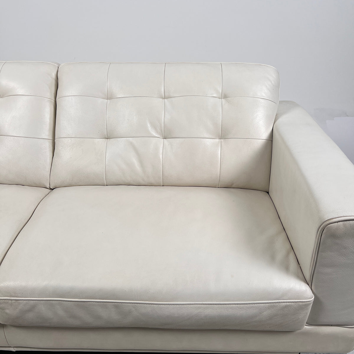 Scan Design leather loveseat. white sofa. Delivery available
