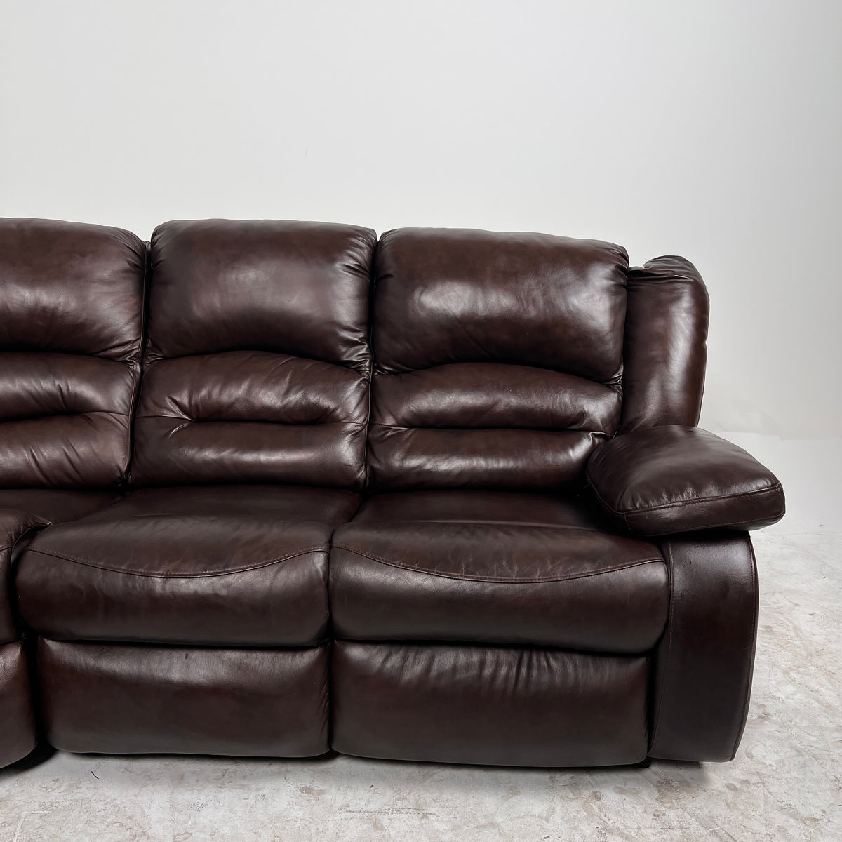 Brown Leather manual recliner. Modular Corner sofa couch. Delivery available