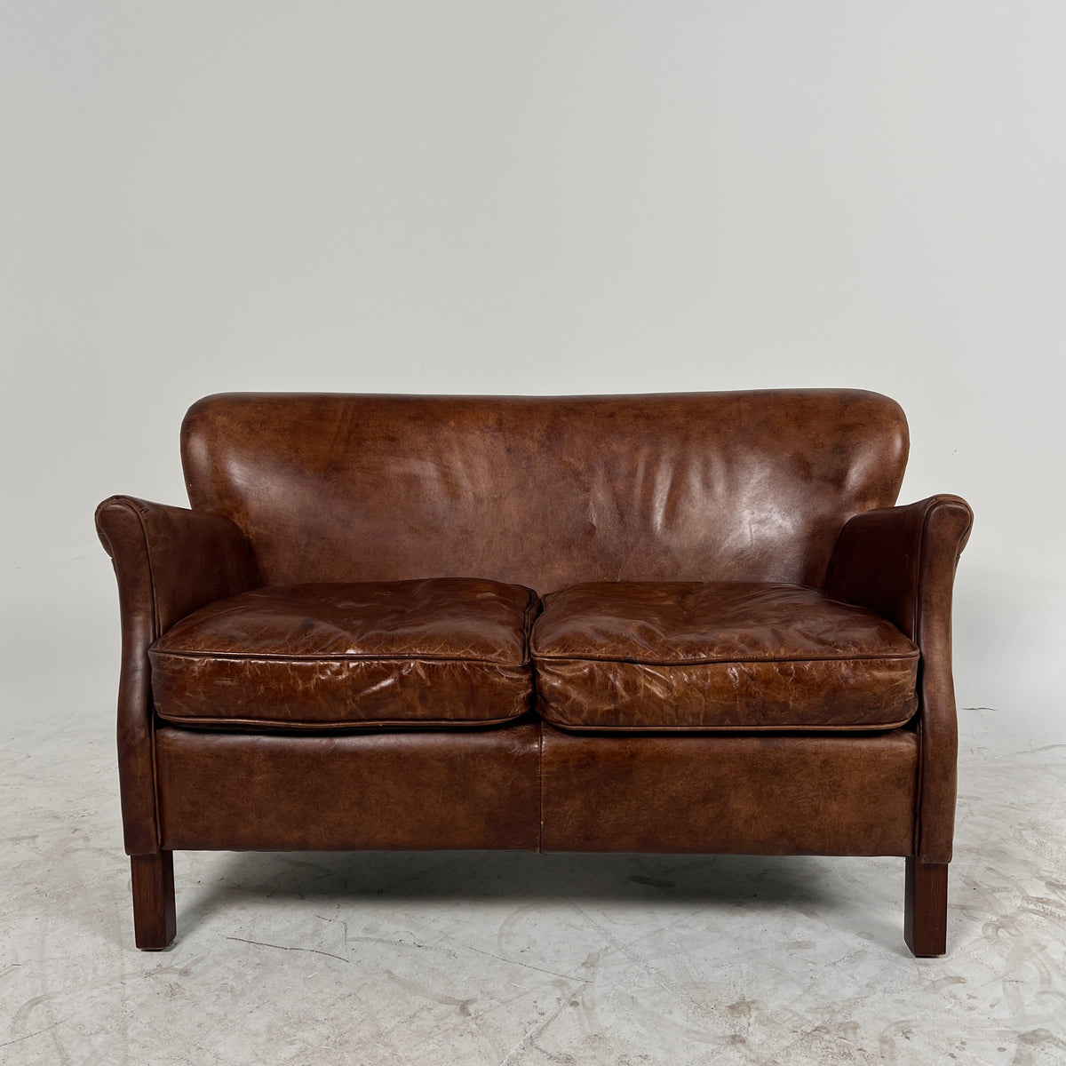 Baby Restoration Hardware sofa couch. Tiny leather loveseat. Delivery available