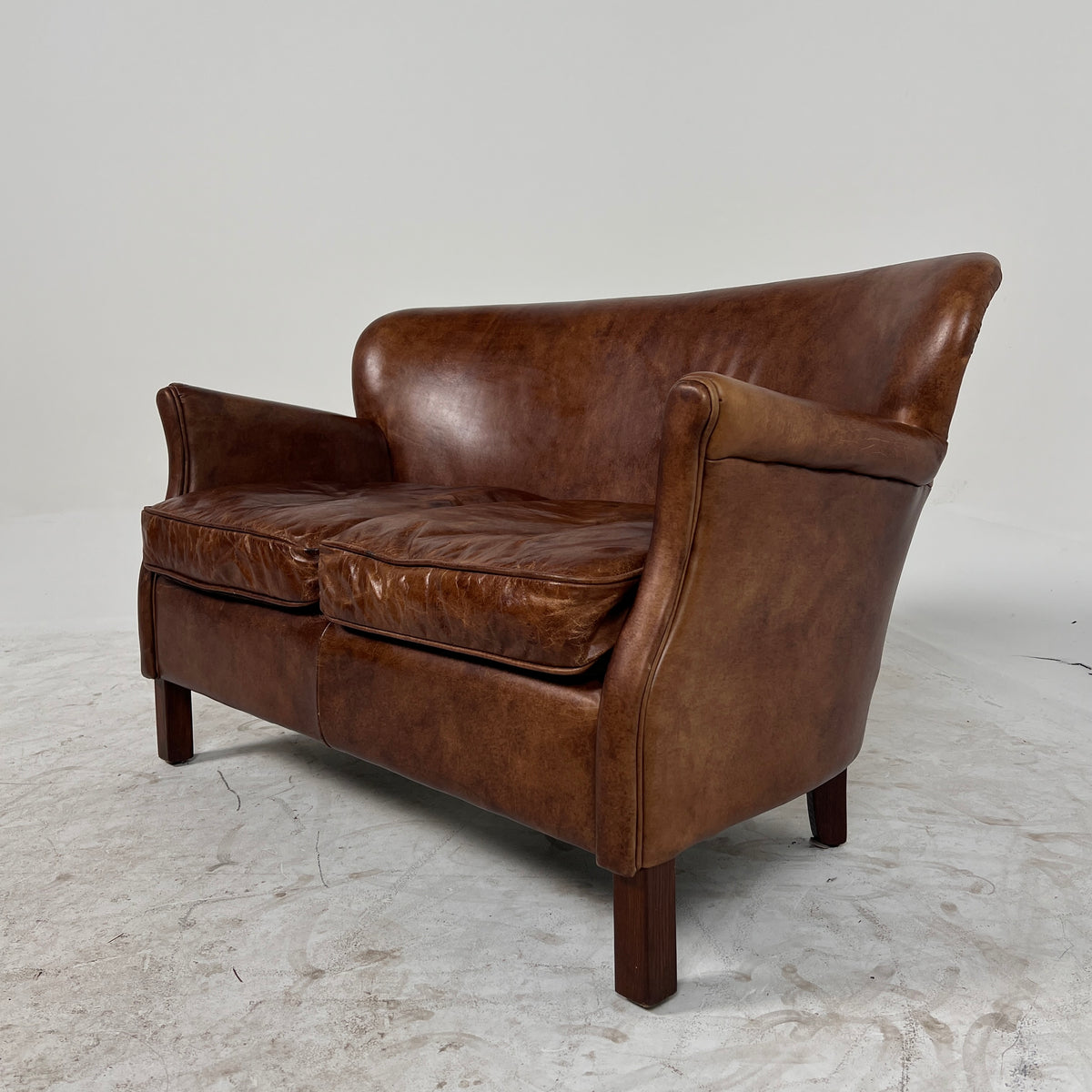 Baby Restoration Hardware sofa couch. Tiny leather loveseat. Delivery available