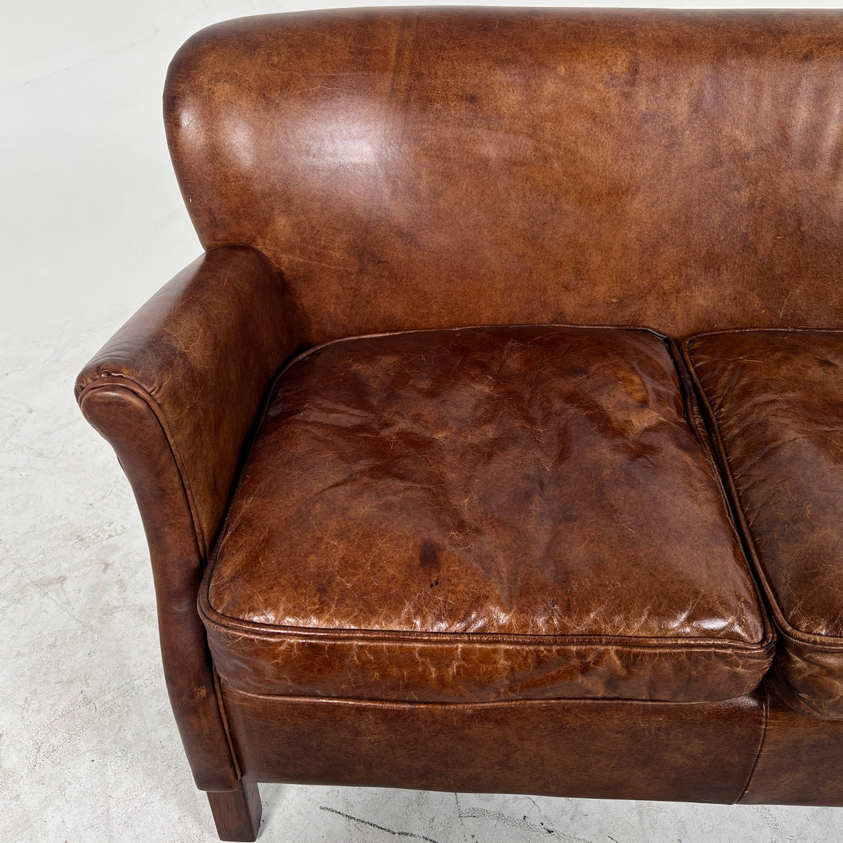 Baby Restoration Hardware sofa couch. Tiny leather loveseat. Delivery available
