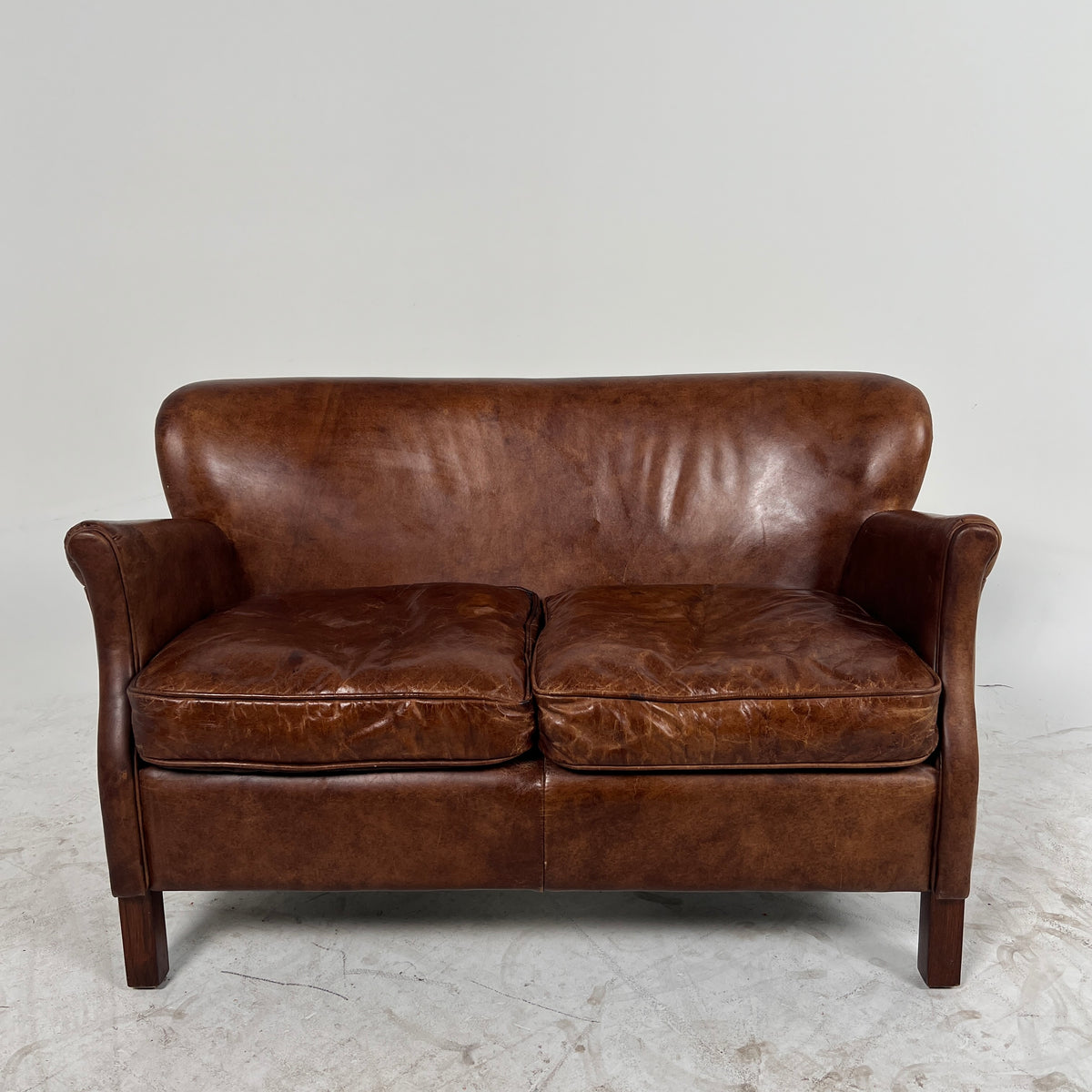 Baby Restoration Hardware sofa couch. Tiny leather loveseat. Delivery available