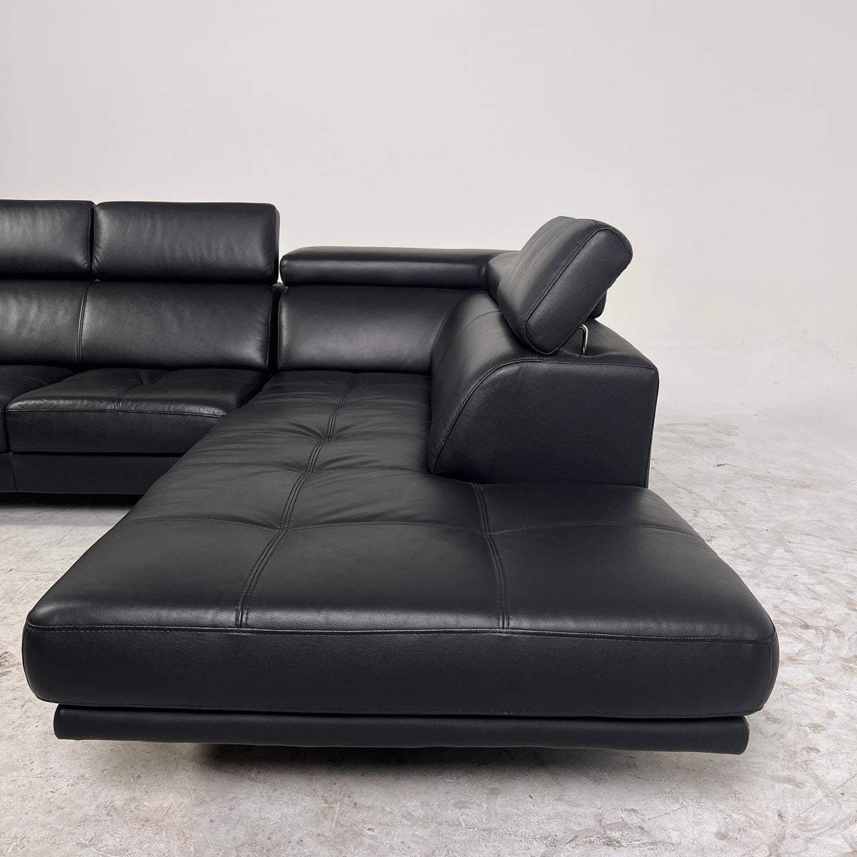 Moe's Collection Leather Sectional. Black L shaped sofa couch. Delivery available
