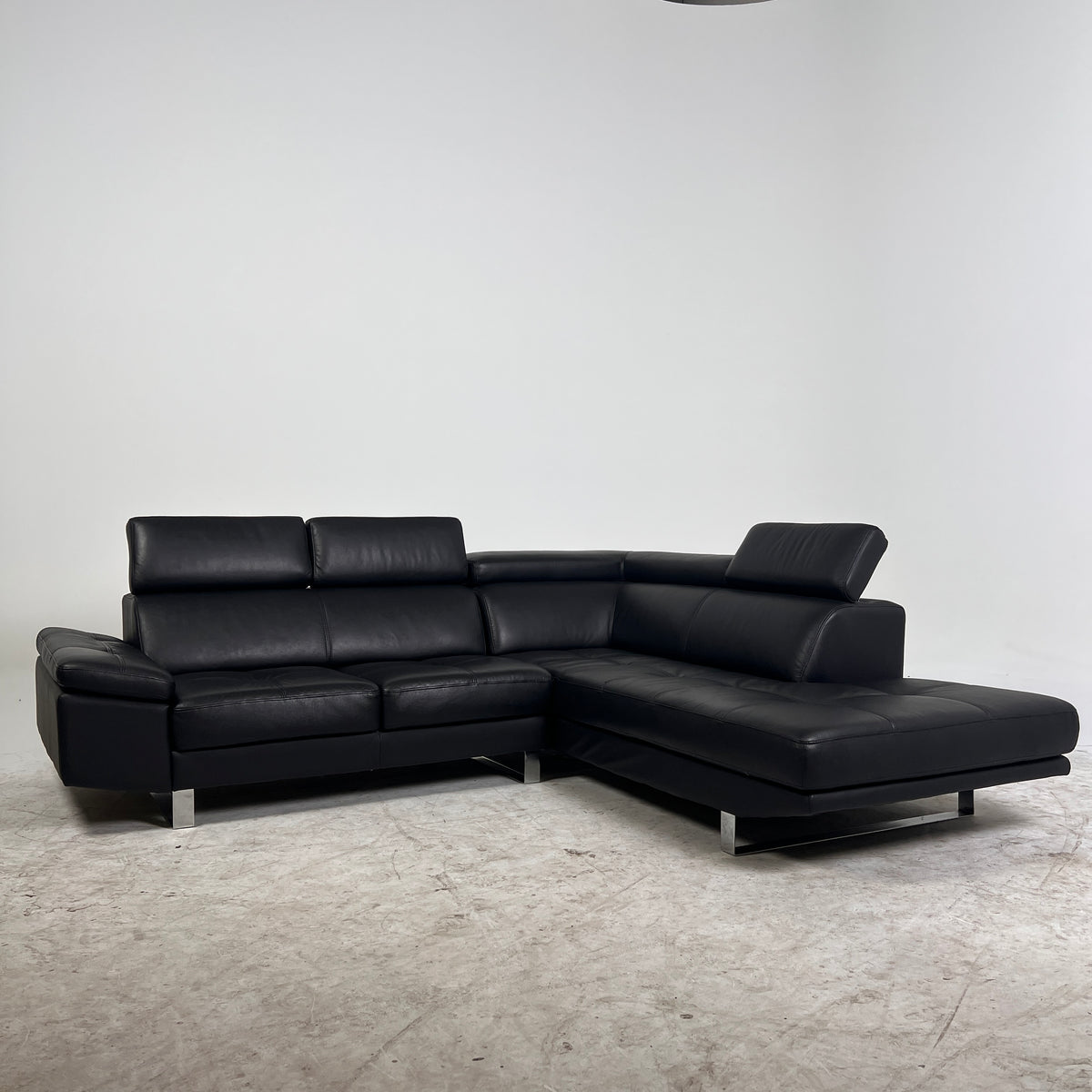 Moe's Collection Leather Sectional. Black L shaped sofa couch. Delivery available