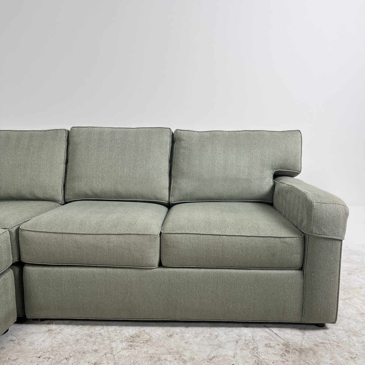 Ethan Allen Fabric Sectional. Sage Green Corner L shaped sofa couch. Delivery available