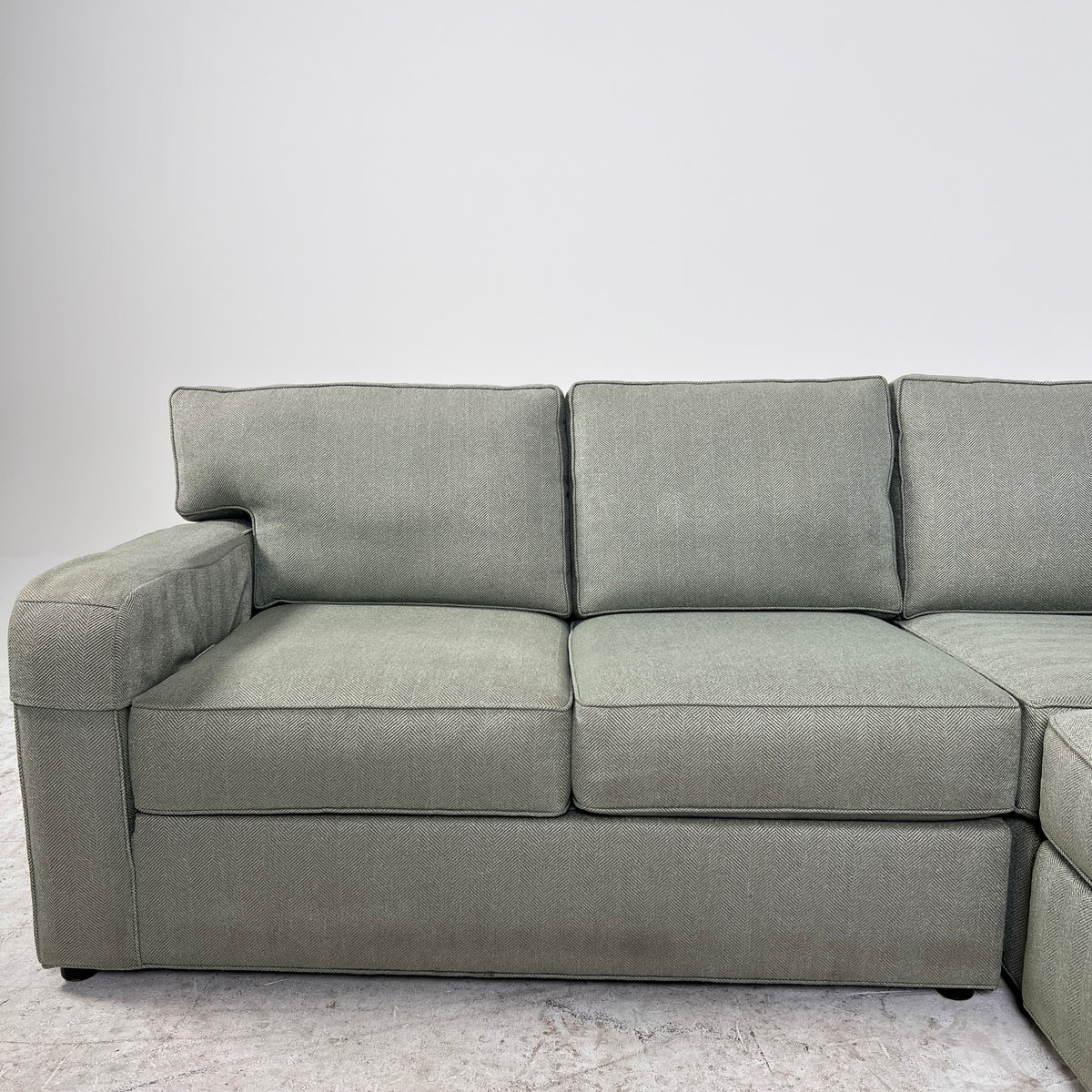 Ethan Allen Fabric Sectional. Sage Green Corner L shaped sofa couch. Delivery available