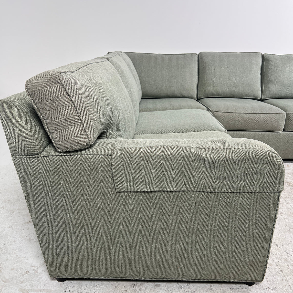 Ethan Allen Fabric Sectional. Sage Green Corner L shaped sofa couch. Delivery available