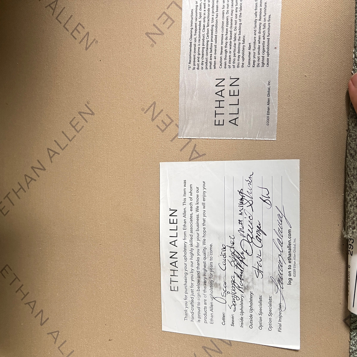 Ethan Allen Fabric Sectional. Sage Green Corner L shaped sofa couch. Delivery available