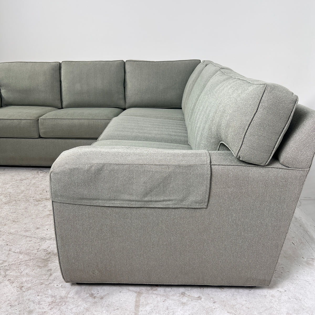 Ethan Allen Fabric Sectional. Sage Green Corner L shaped sofa couch. Delivery available