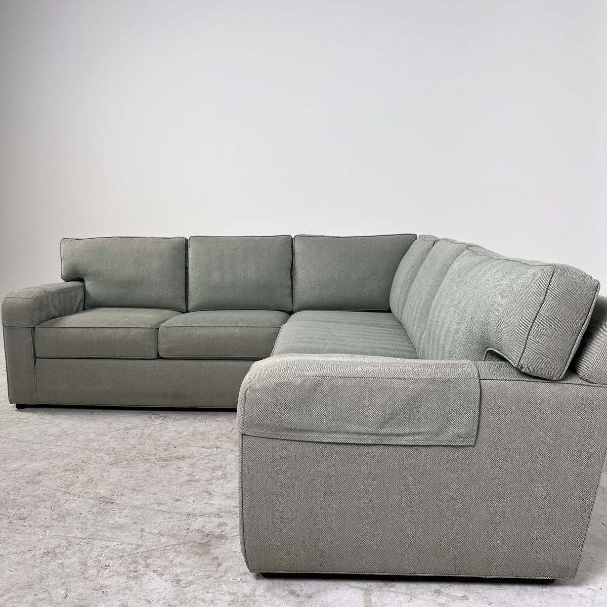 Ethan Allen Fabric Sectional. Sage Green Corner L shaped sofa couch. Delivery available