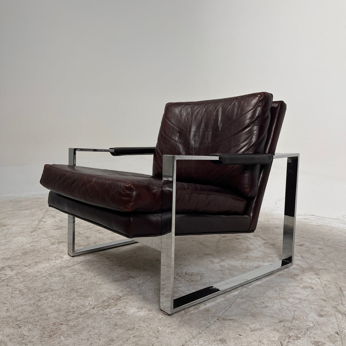 Thayer Coggin Inc Distressed leather Armchair. High End chair. Delivery available