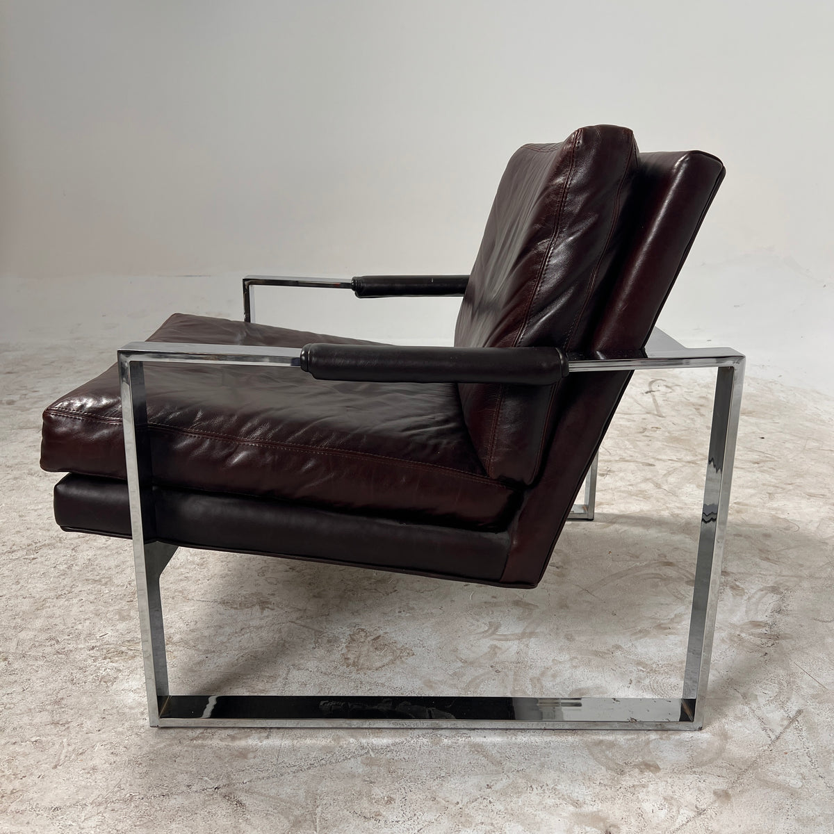 Thayer Coggin Inc Distressed leather Armchair. High End chair. Delivery available