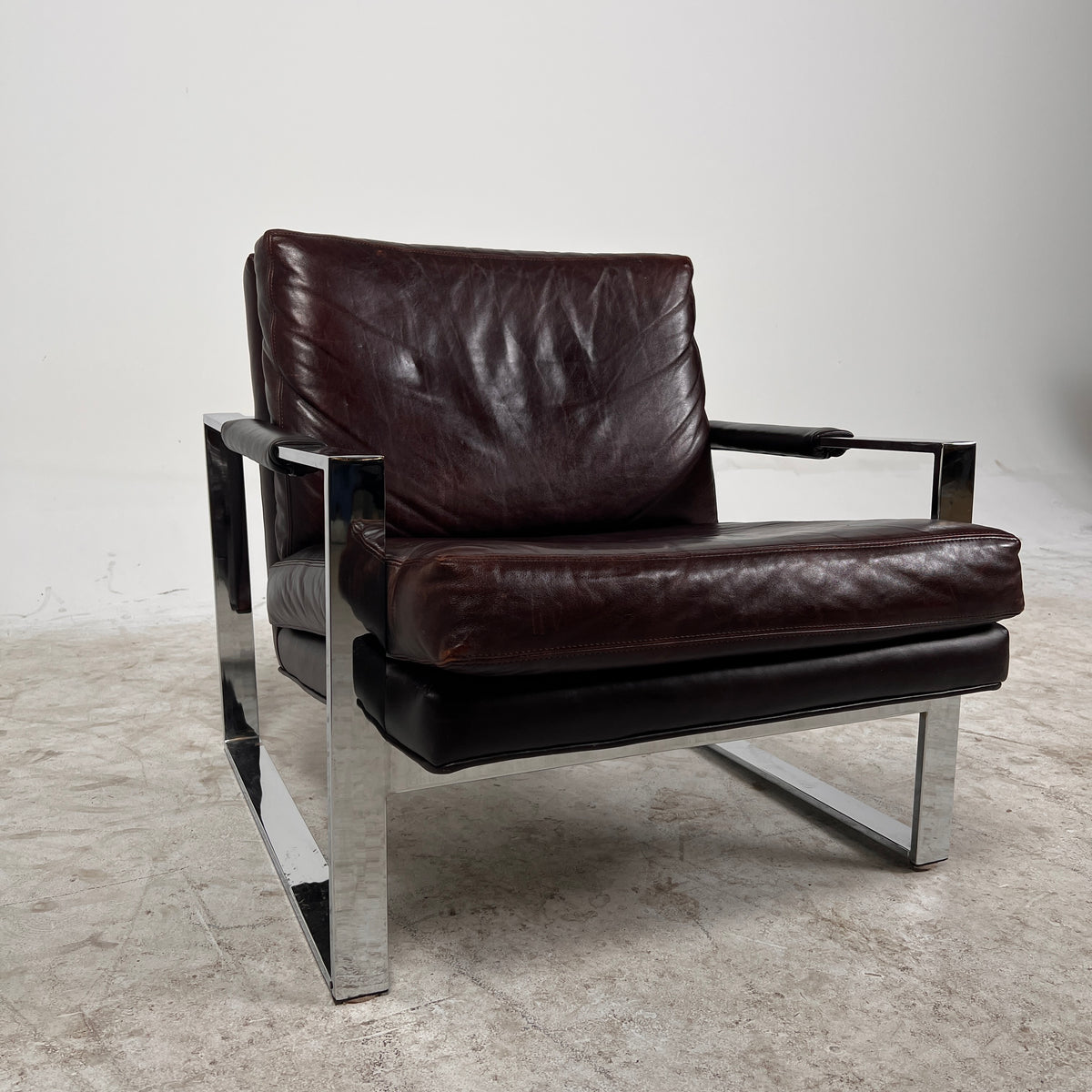 Thayer Coggin Inc Distressed leather Armchair. High End chair. Delivery available