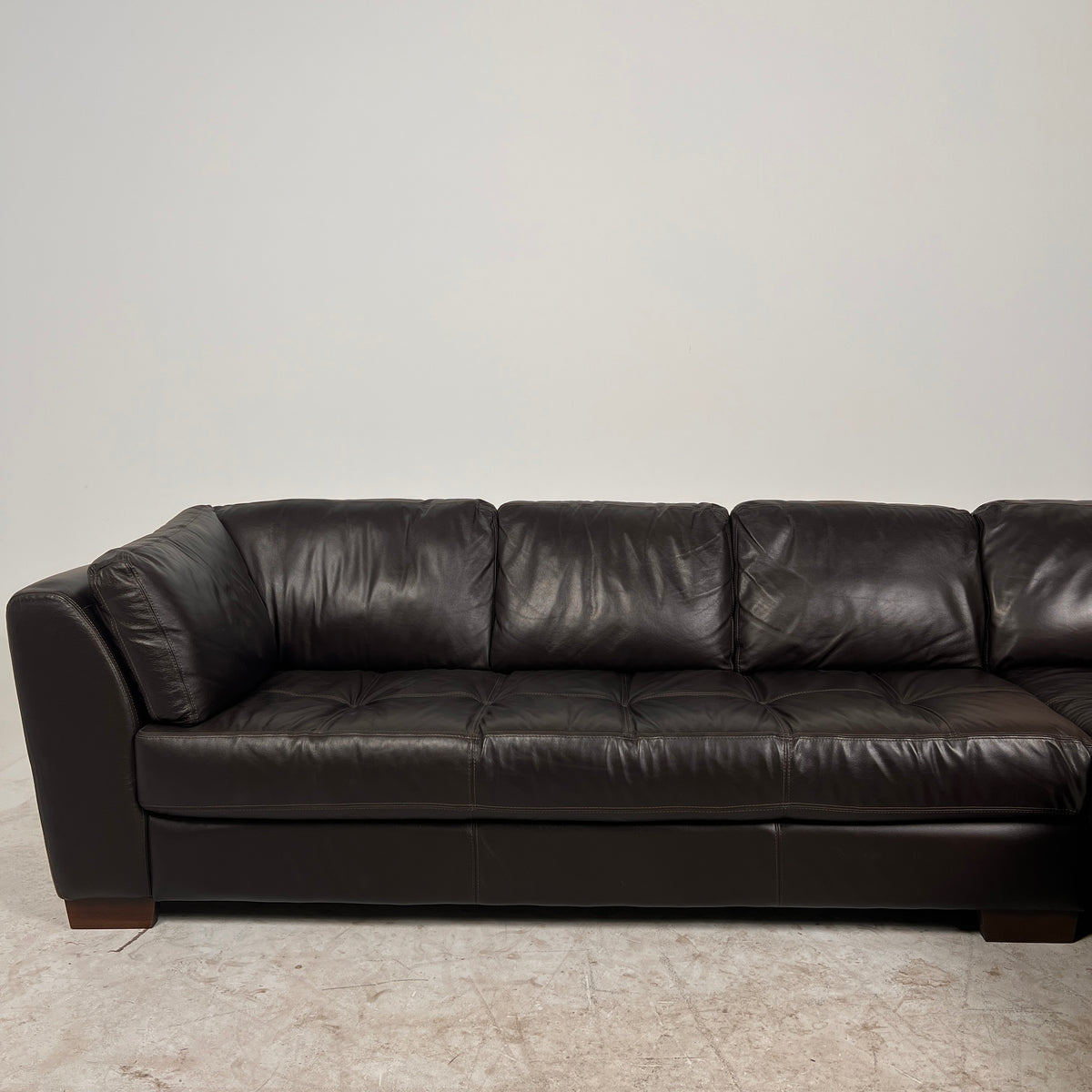 Chateau d'ax Leather Sectional. Italian L shaped sofa couch. Delivery available
