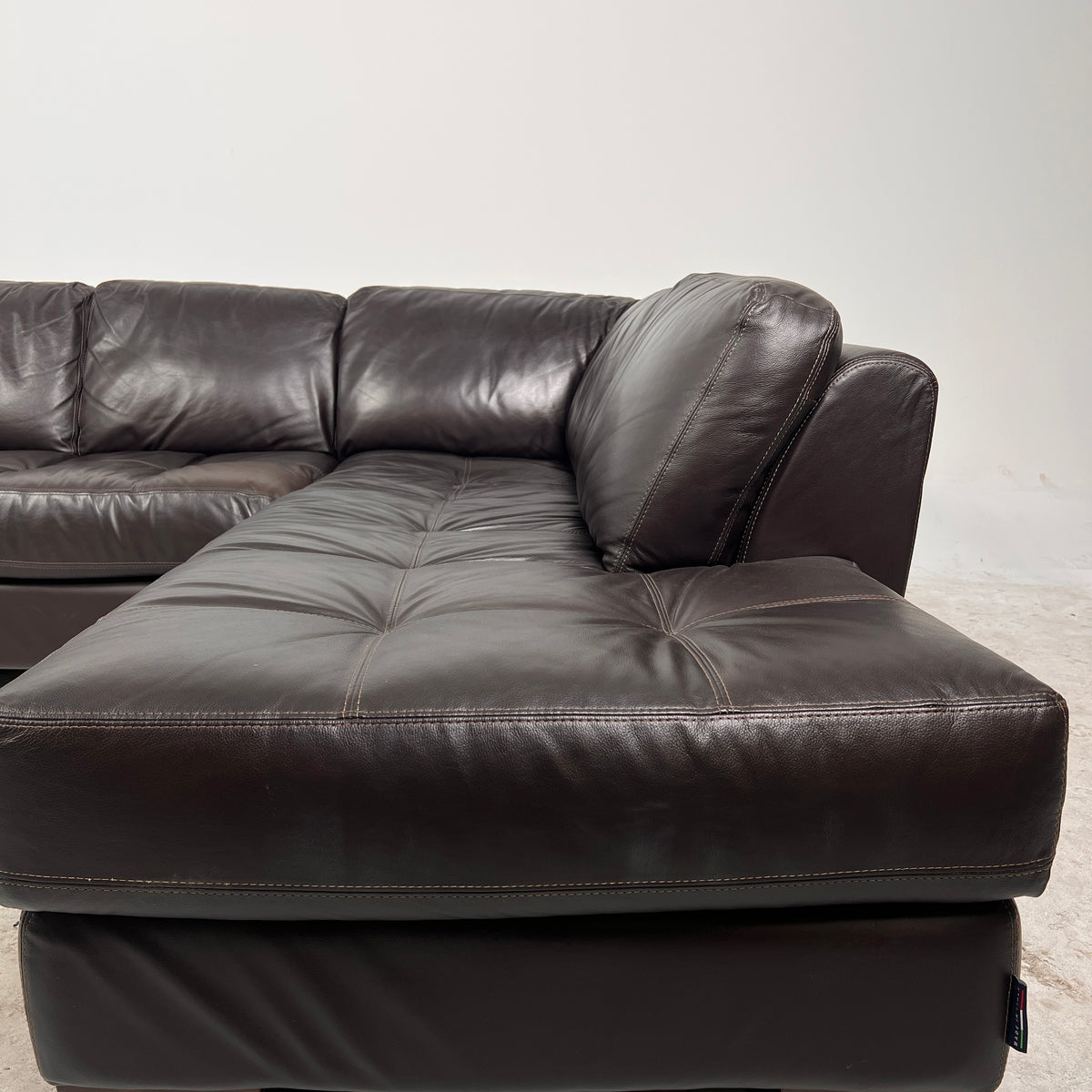 Chateau d'ax Leather Sectional. Italian L shaped sofa couch. Delivery available