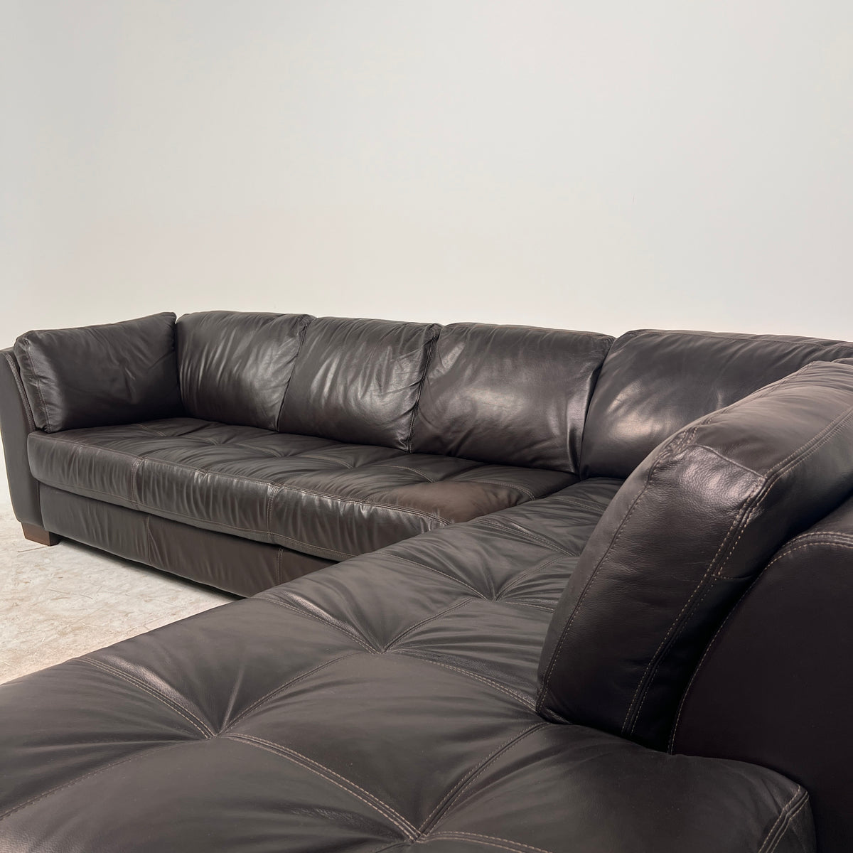 Chateau d'ax Leather Sectional. Italian L shaped sofa couch. Delivery available