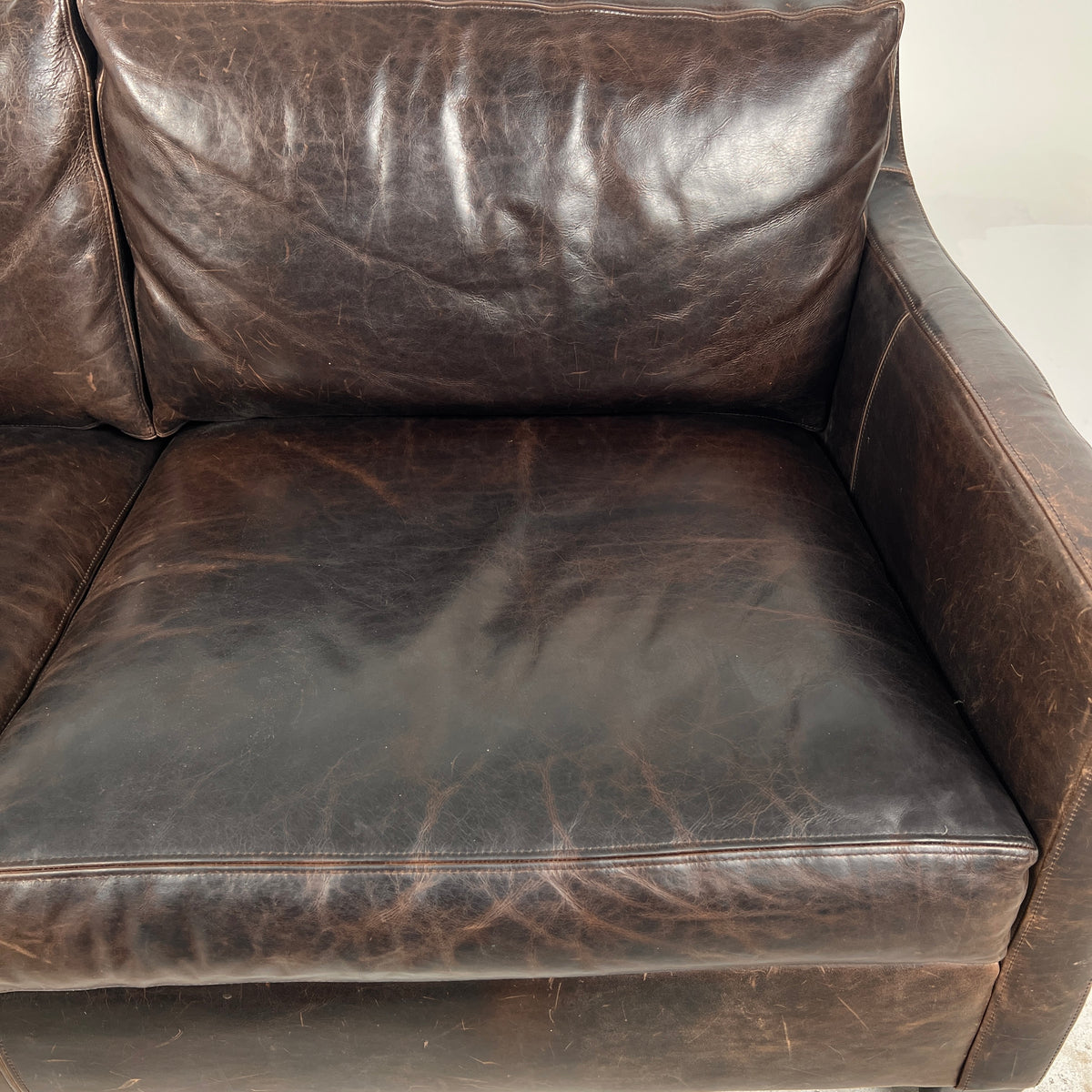 Ethan Allen Leather Loveseat. Distressed leather sofa couch. Delivery available