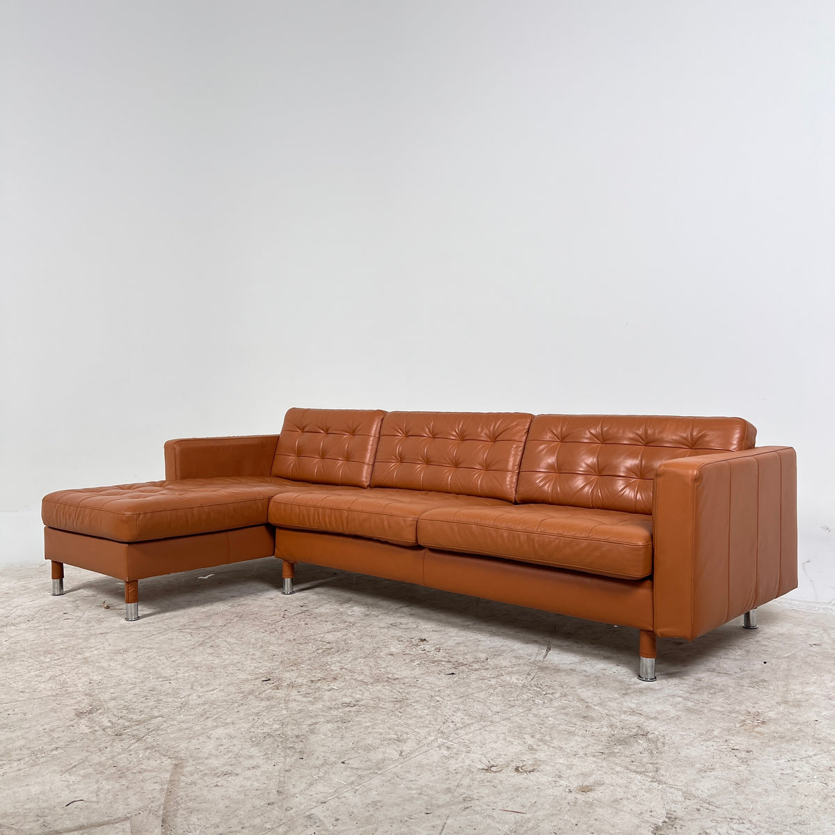 Ikea Morabo Sectional. Cognac Leather L shaped sofa couch. Delivery available