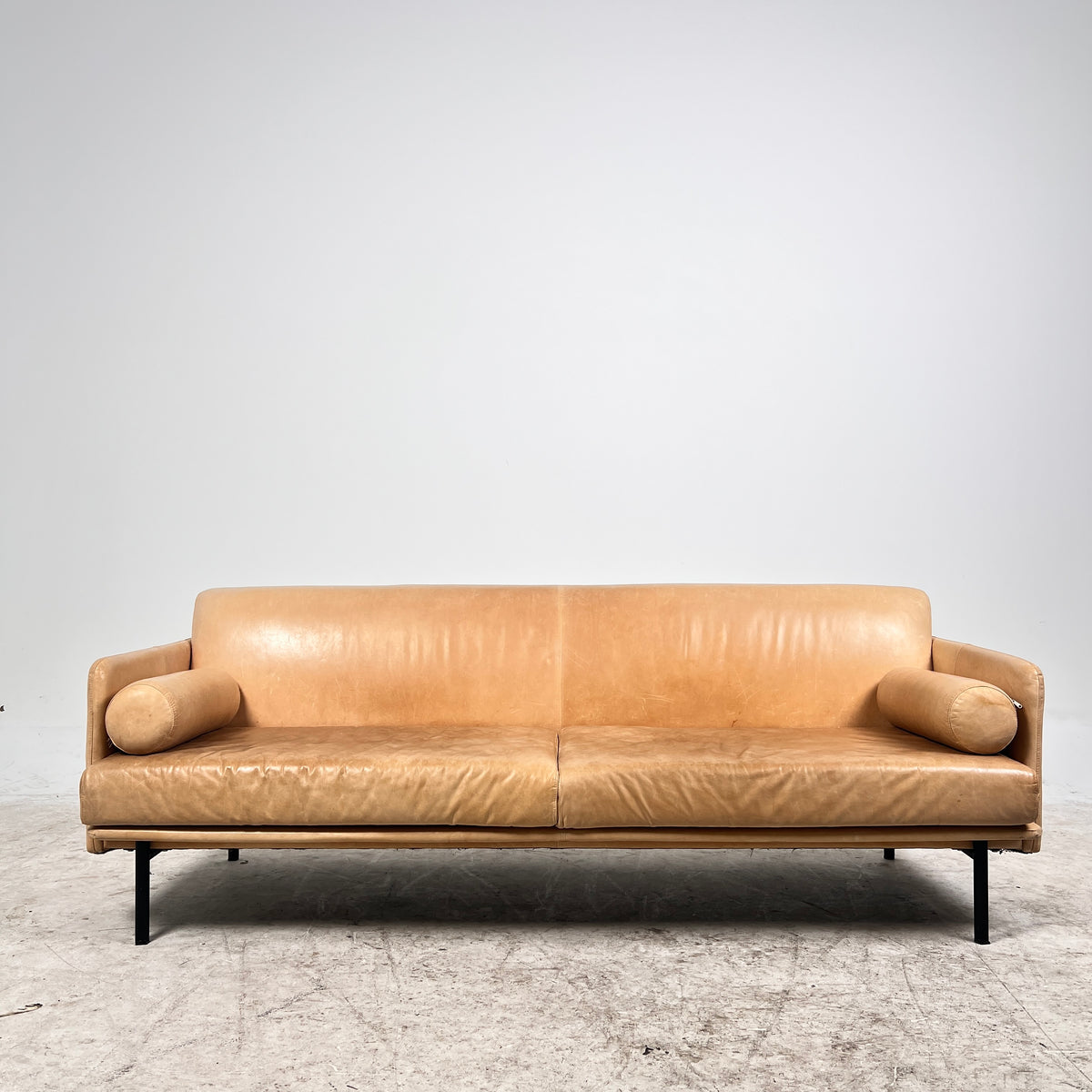 Gus Cognac leather Sofa Couch. Aniline leather 3 seater couch. Delivery available