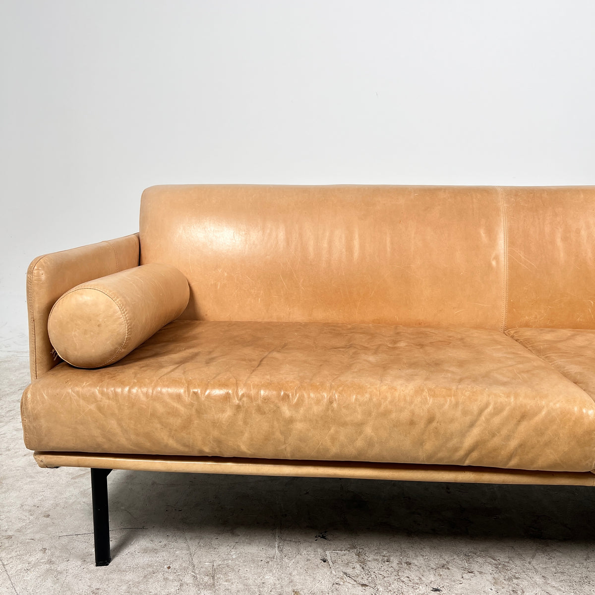 Gus Cognac leather Sofa Couch. Aniline leather 3 seater couch. Delivery available