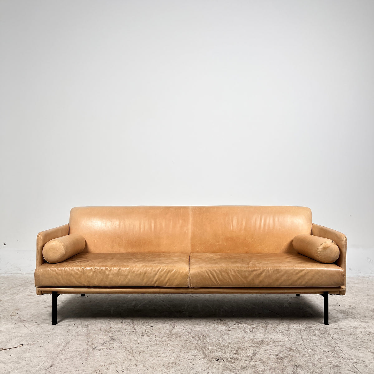 Gus Cognac leather Sofa Couch. Aniline leather 3 seater couch. Delivery available