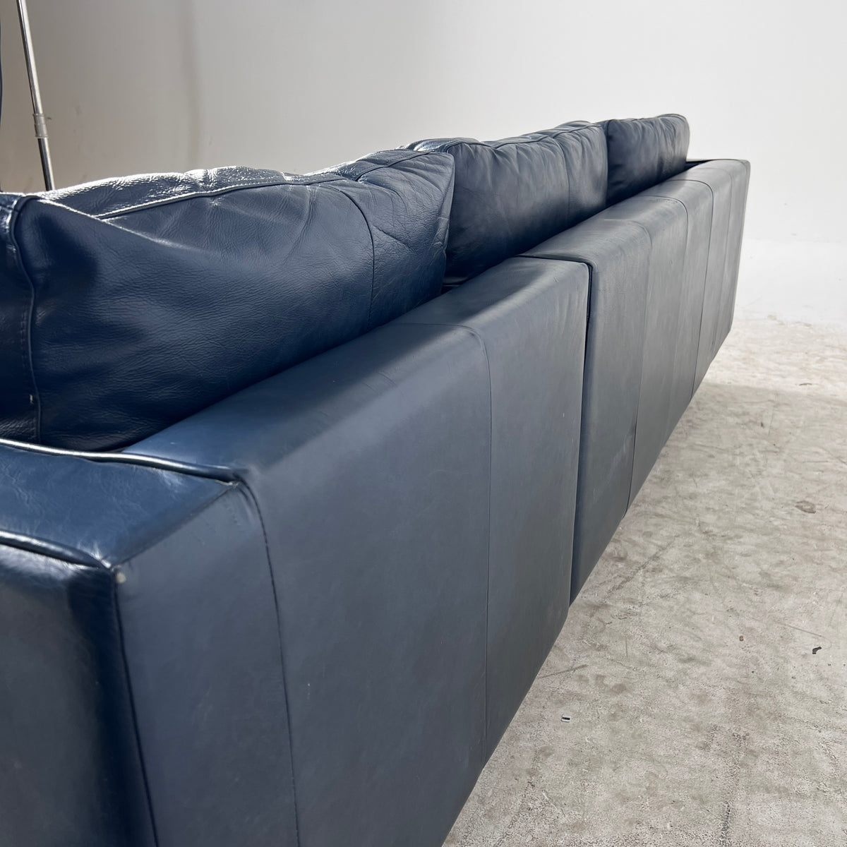 Article Sven Leather Sectional. Blue L shaped sofa couch. Delivery available