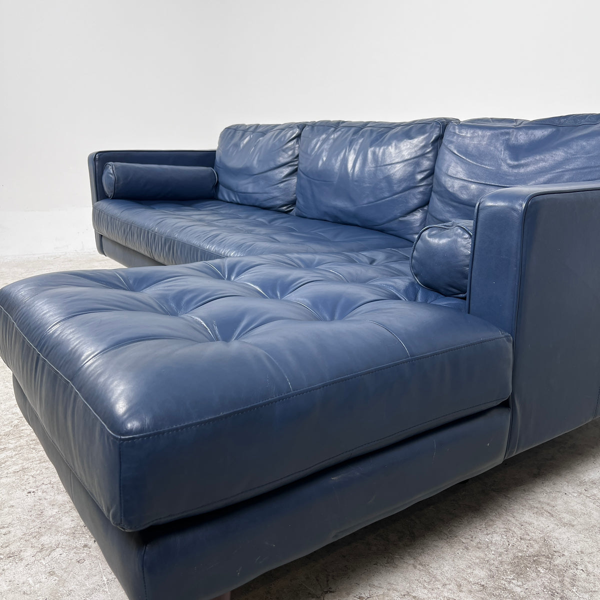 Article Sven Leather Sectional. Blue L shaped sofa couch. Delivery available