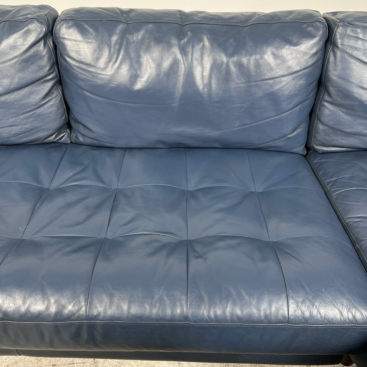 Article Sven Leather Sectional. Blue L shaped sofa couch. Delivery available