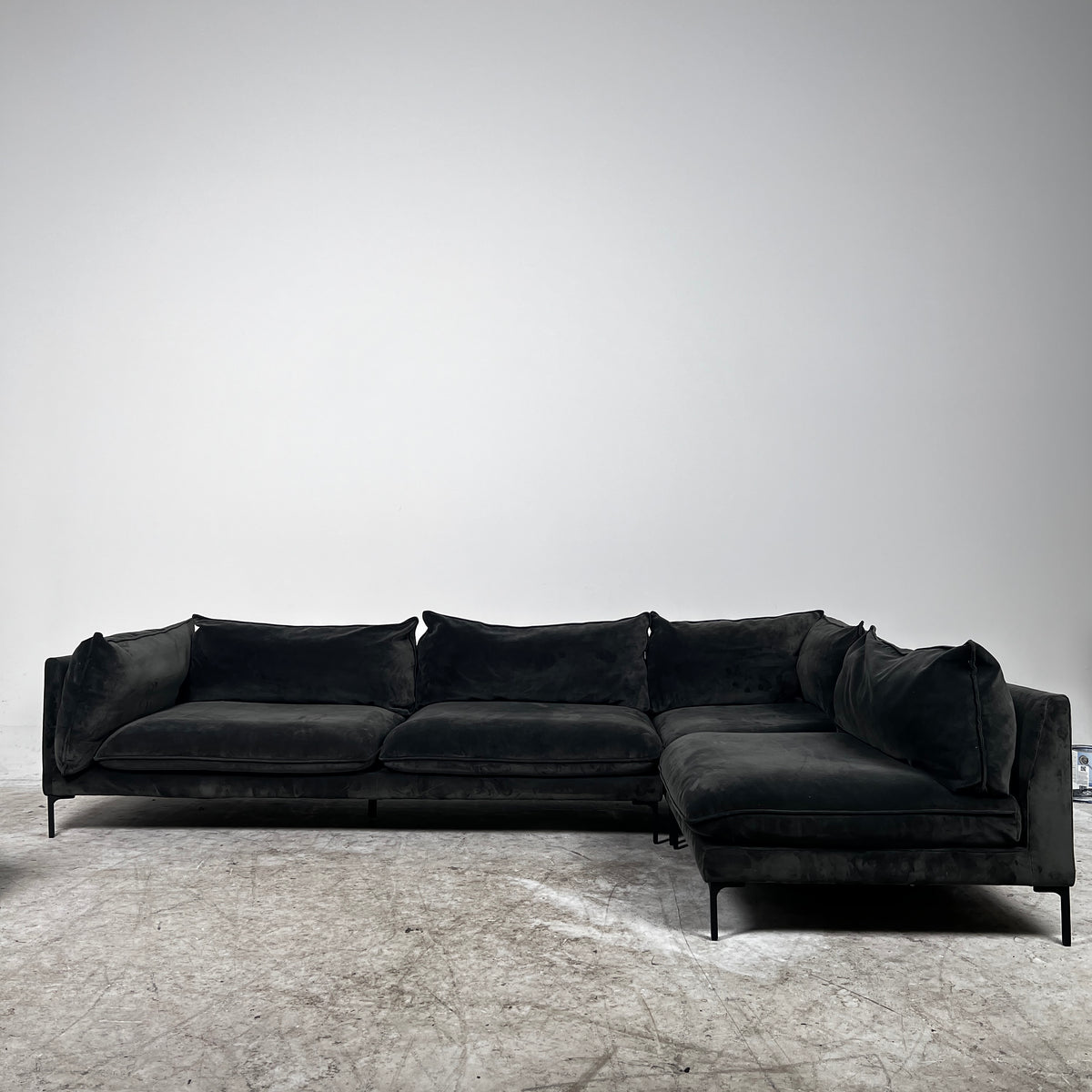 Kode Velvet Sectional. High end L shaped sofa couch. delivery available