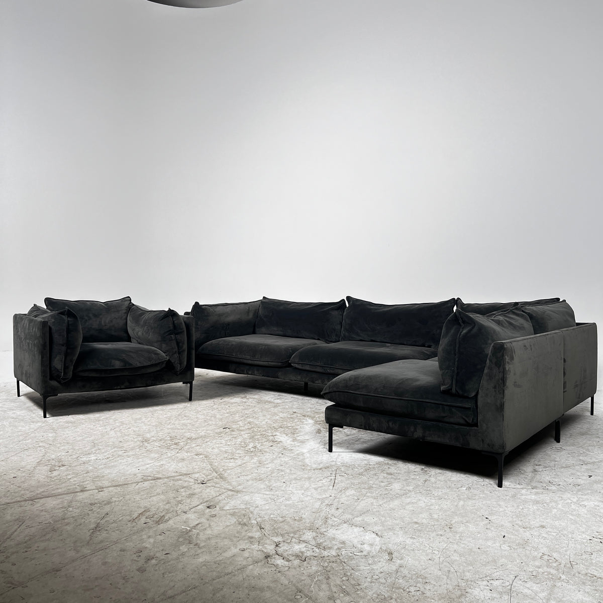 Kode Velvet Sectional. High end L shaped sofa couch. delivery available