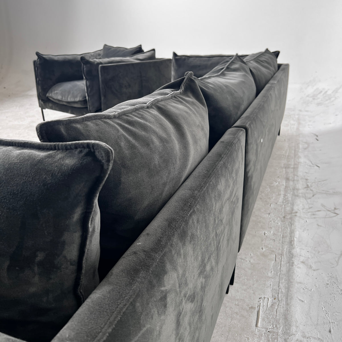Kode Velvet Sectional. High end L shaped sofa couch. delivery available