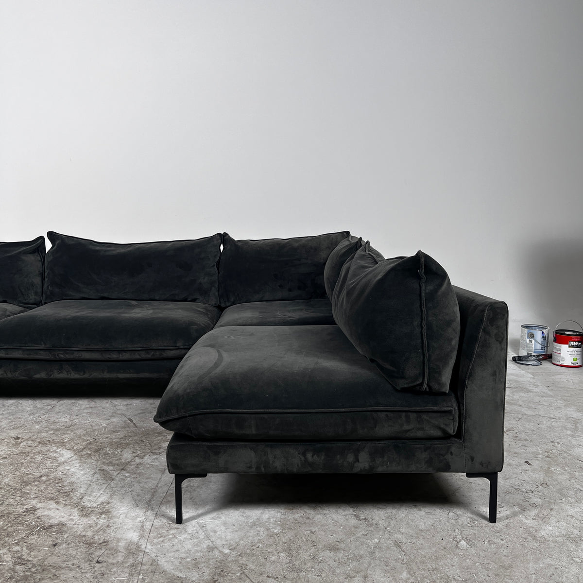 Kode Velvet Sectional. High end L shaped sofa couch. delivery available