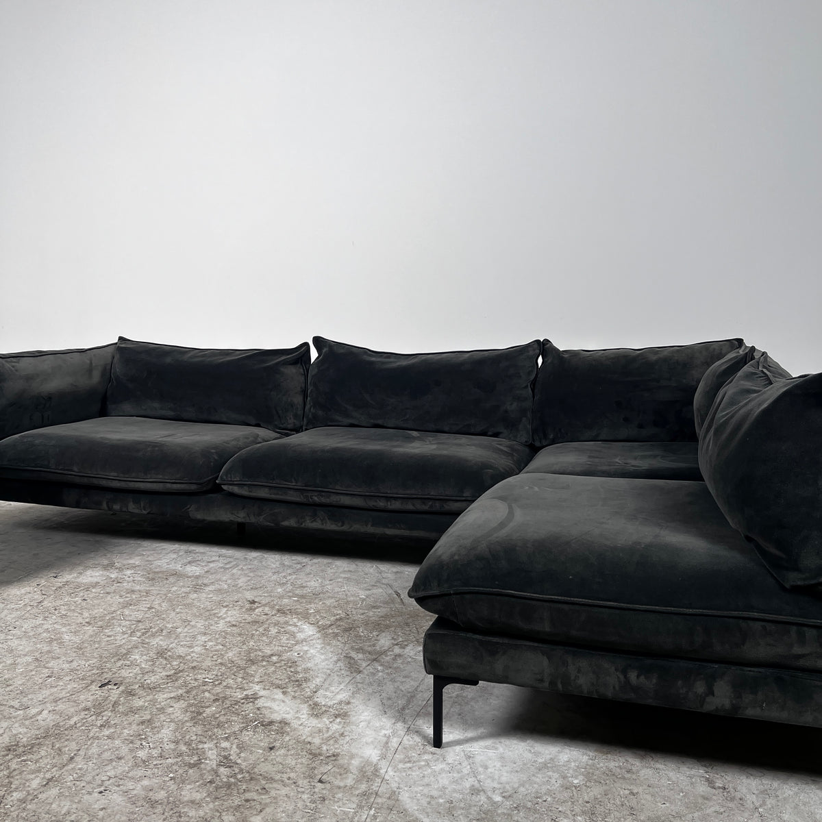 Kode Velvet Sectional. High end L shaped sofa couch. delivery available