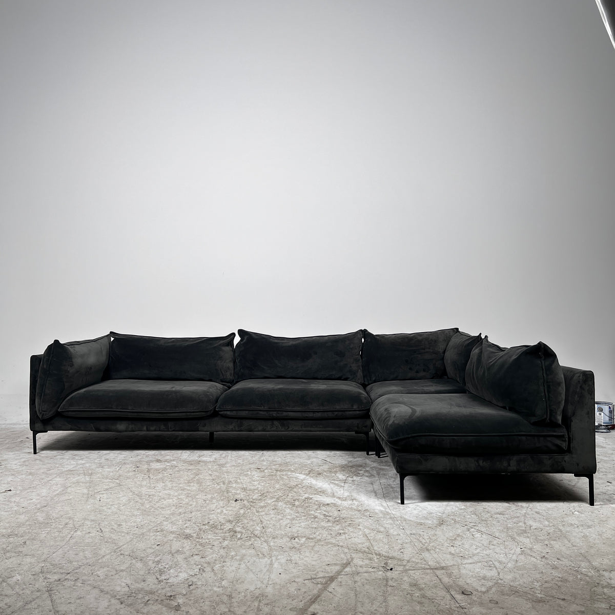 Kode Velvet Sectional. High end L shaped sofa couch. delivery available