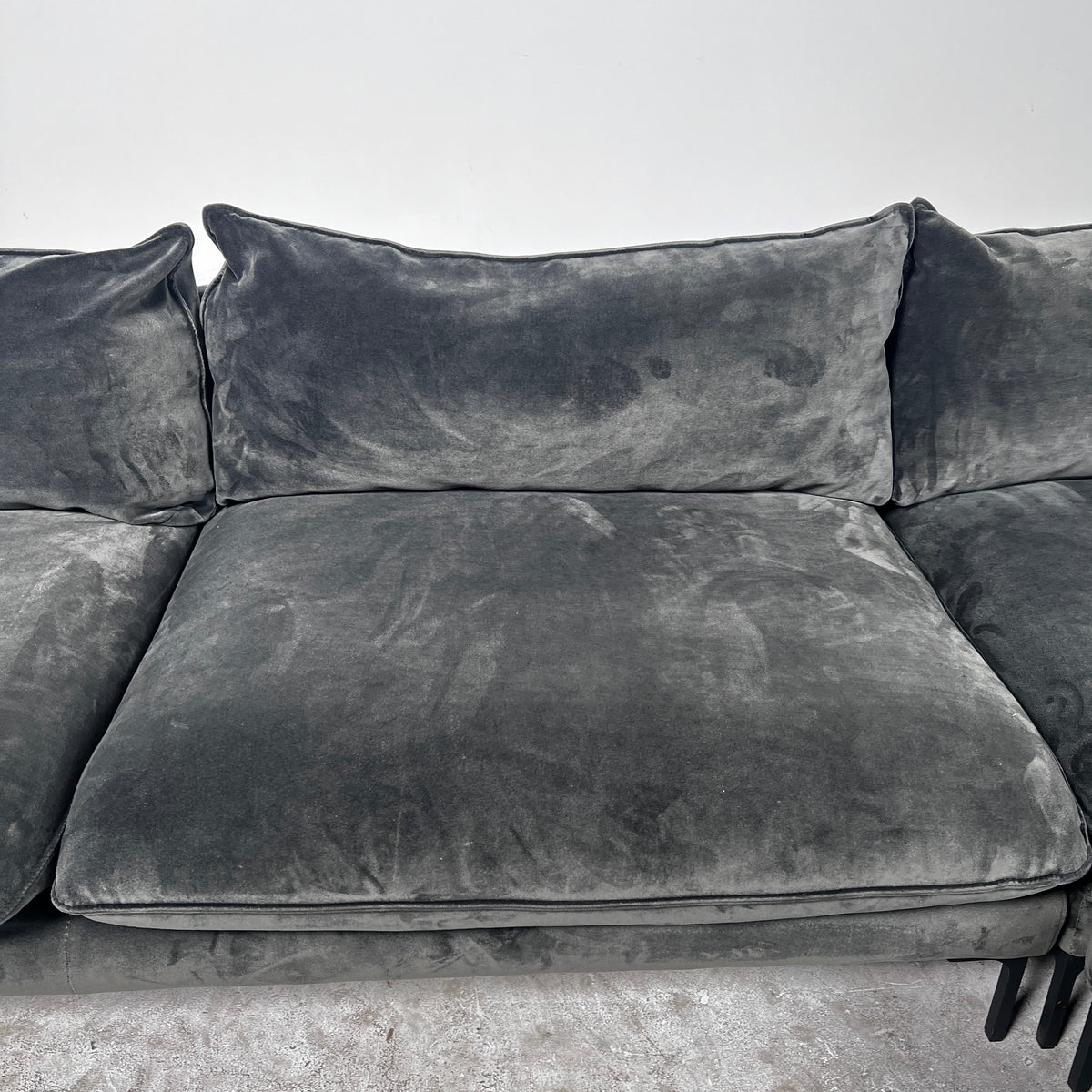 Kode Velvet Sectional. High end L shaped sofa couch. delivery available