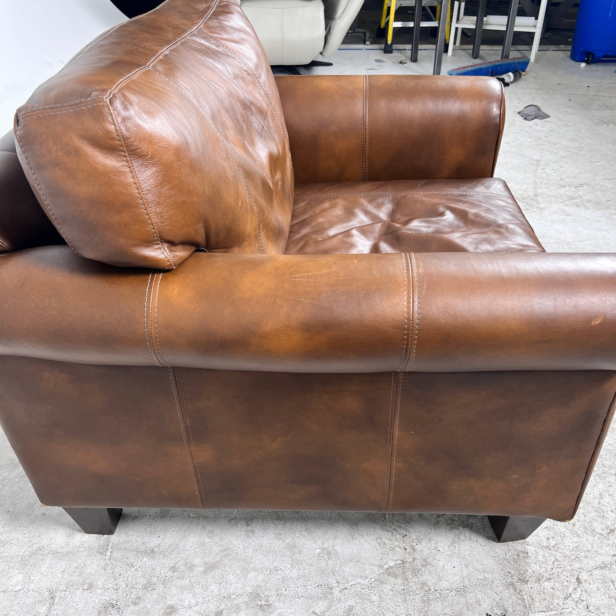 Genuine Leather Armchair. Rolled arms cigar style chair. delivery available