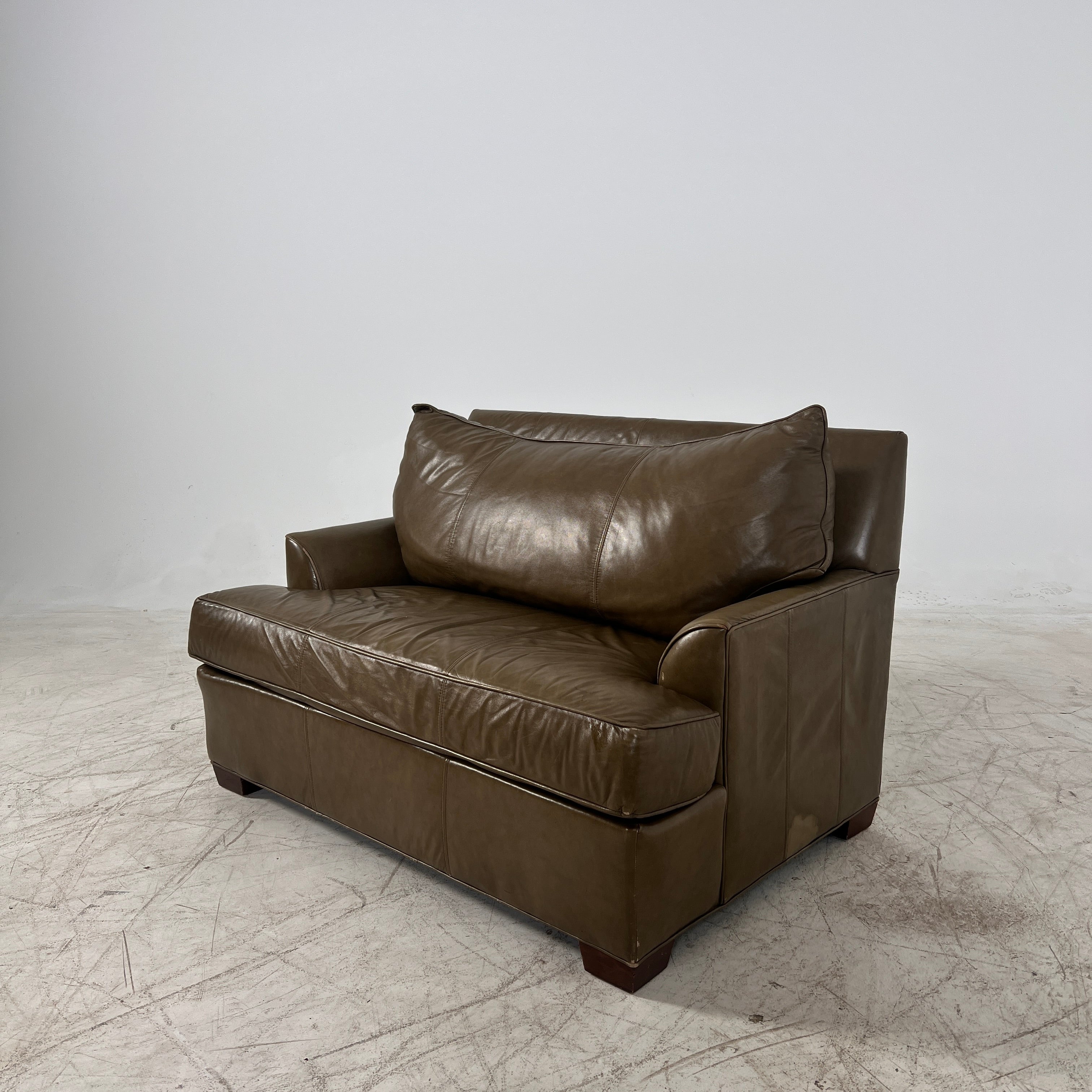 Pottery Barn Oversized leather chair. Giant vintage chair.