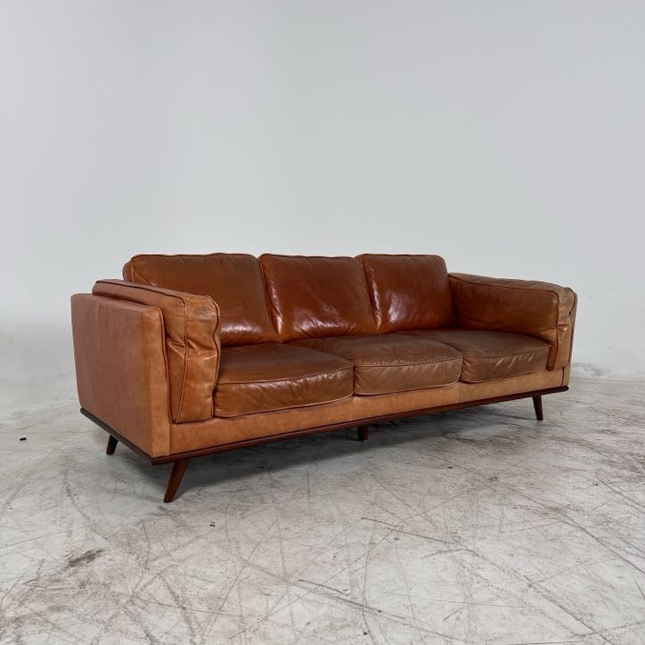 MCM Leather Sofa couch. Structube Rowan leather sofa.