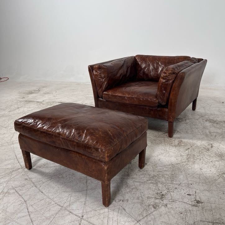 Restoration Hardware Soderham Chair + ottoman. RH Armchair.