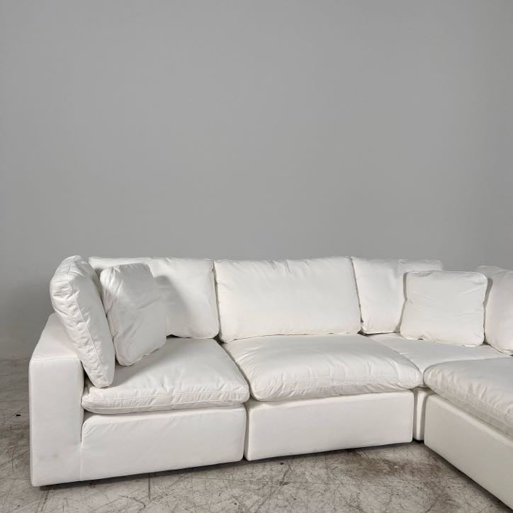 New Moe's Terra White modular cloud sectional. L shaped sofa couch.