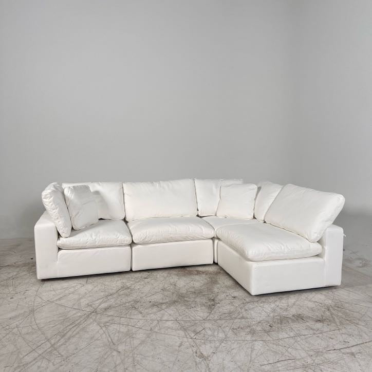 New Moe's Terra White modular cloud sectional. L shaped sofa couch.
