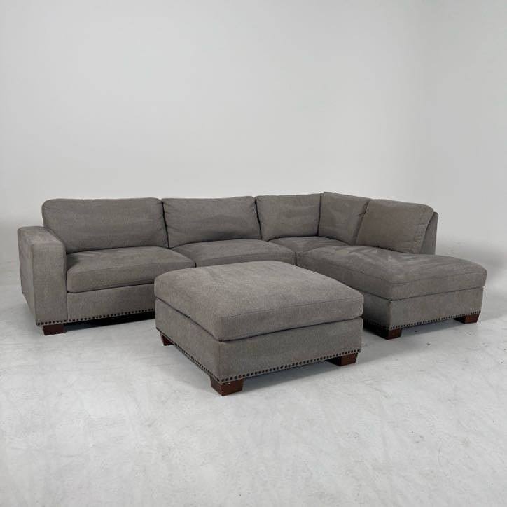Thomasville Sectional + ottoman. Costco L shaped sofa couch.