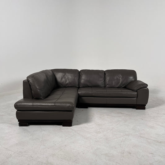 Scan Design Leather Sectional. Grey L shaped sofa couch. Delivery available