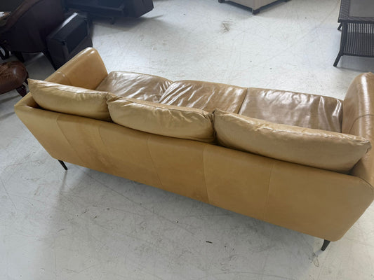 Mercana Leather Sofa. 3 seater Caramel Couch. Delivery available
