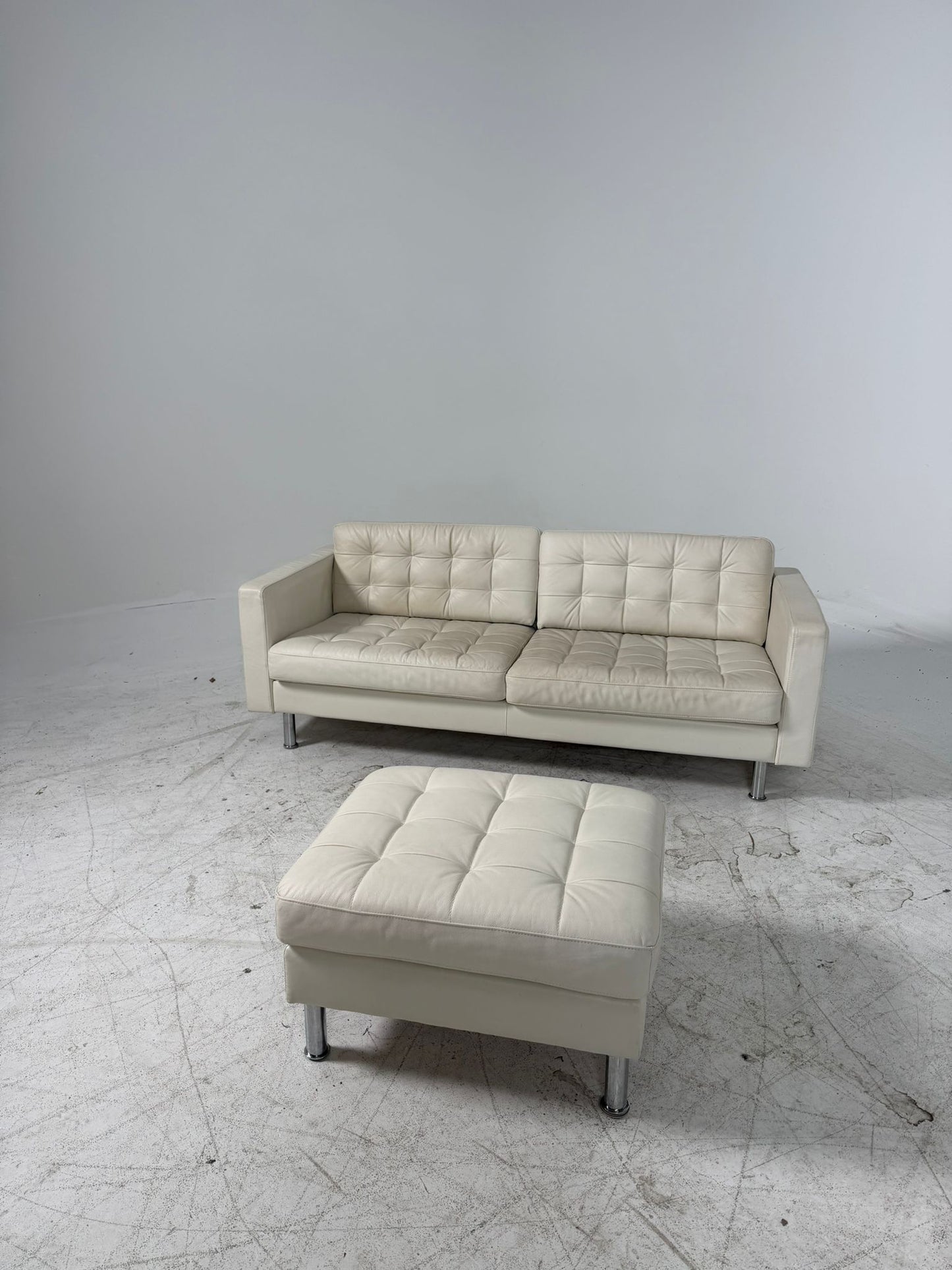 Ikea Morabo Leather Sofa + ottoman. White leather couch. Delivery available