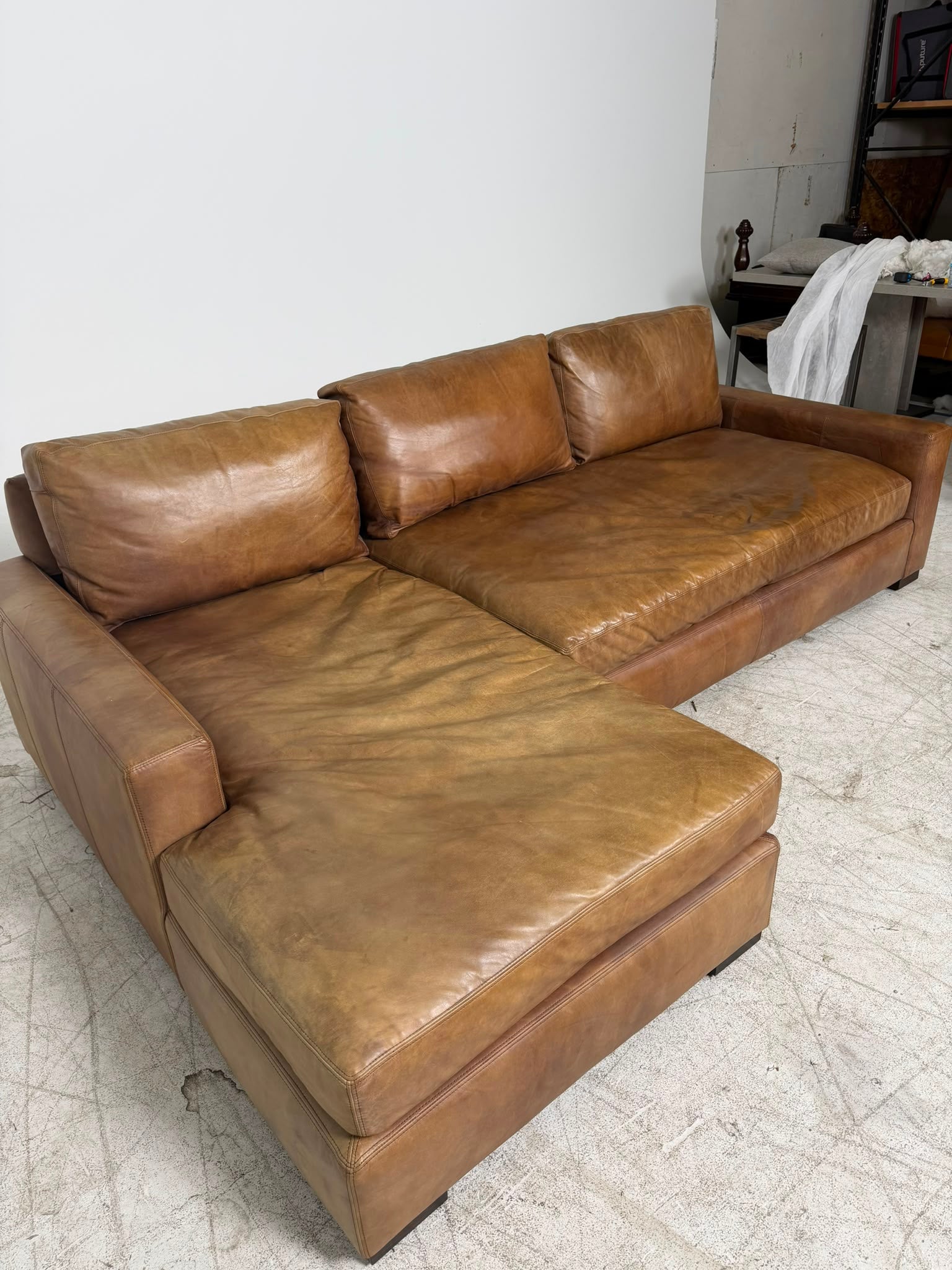 Restoration Hardware Maxwell Leather Sectional. RH L shaped sofa couch. Delivery available
