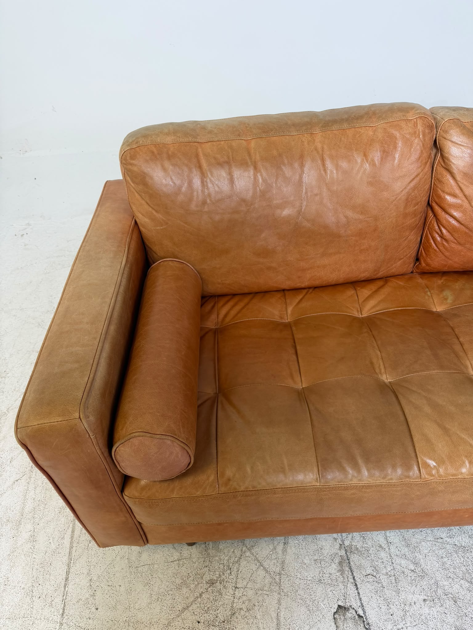 Structube Kinsey Leather Sectional. Cognac MCM L shaped sofa couch. Delivery available