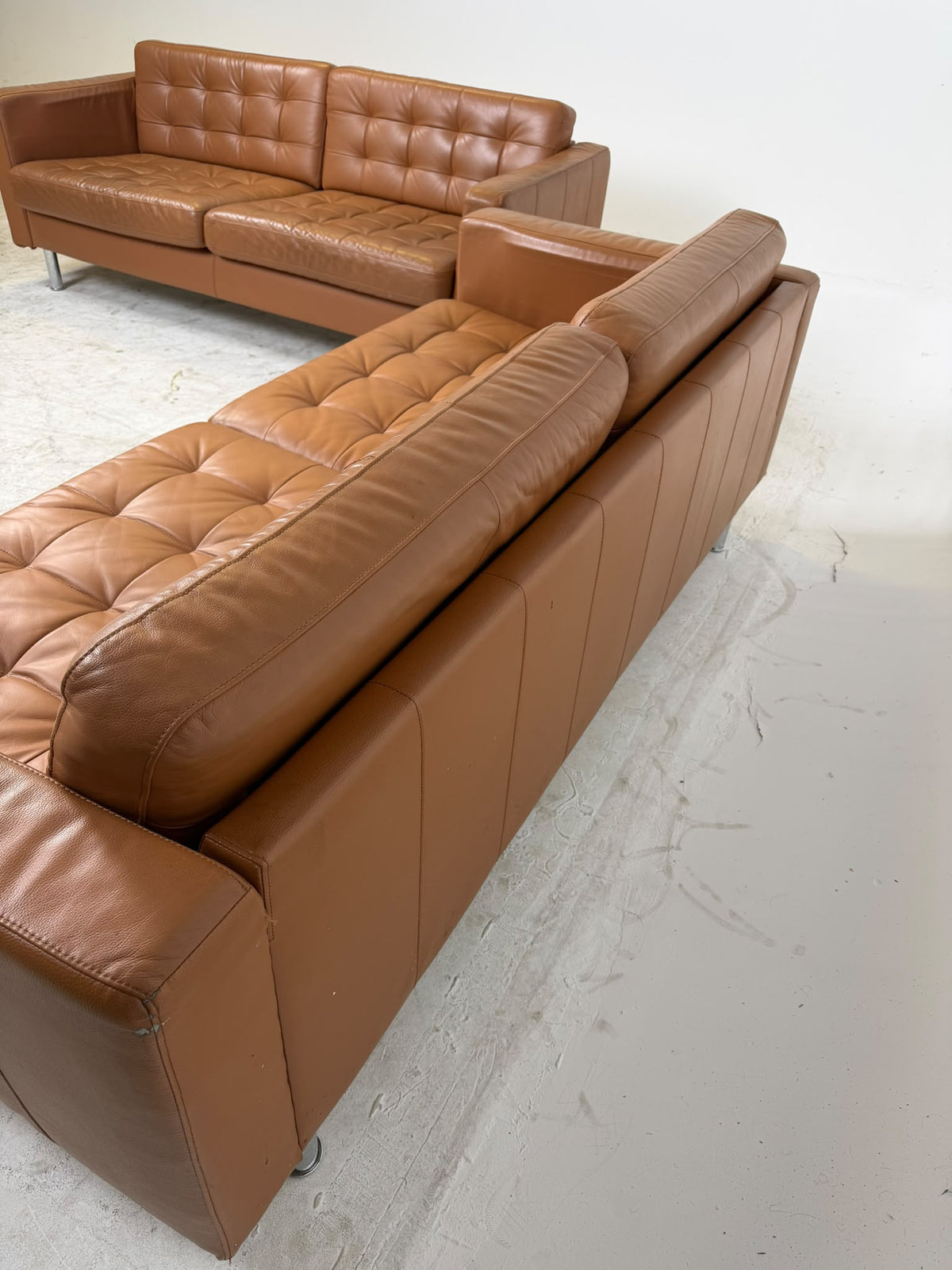 Ikea Morabo Sofa Set. 2 Cognac leather couches. Delivery available