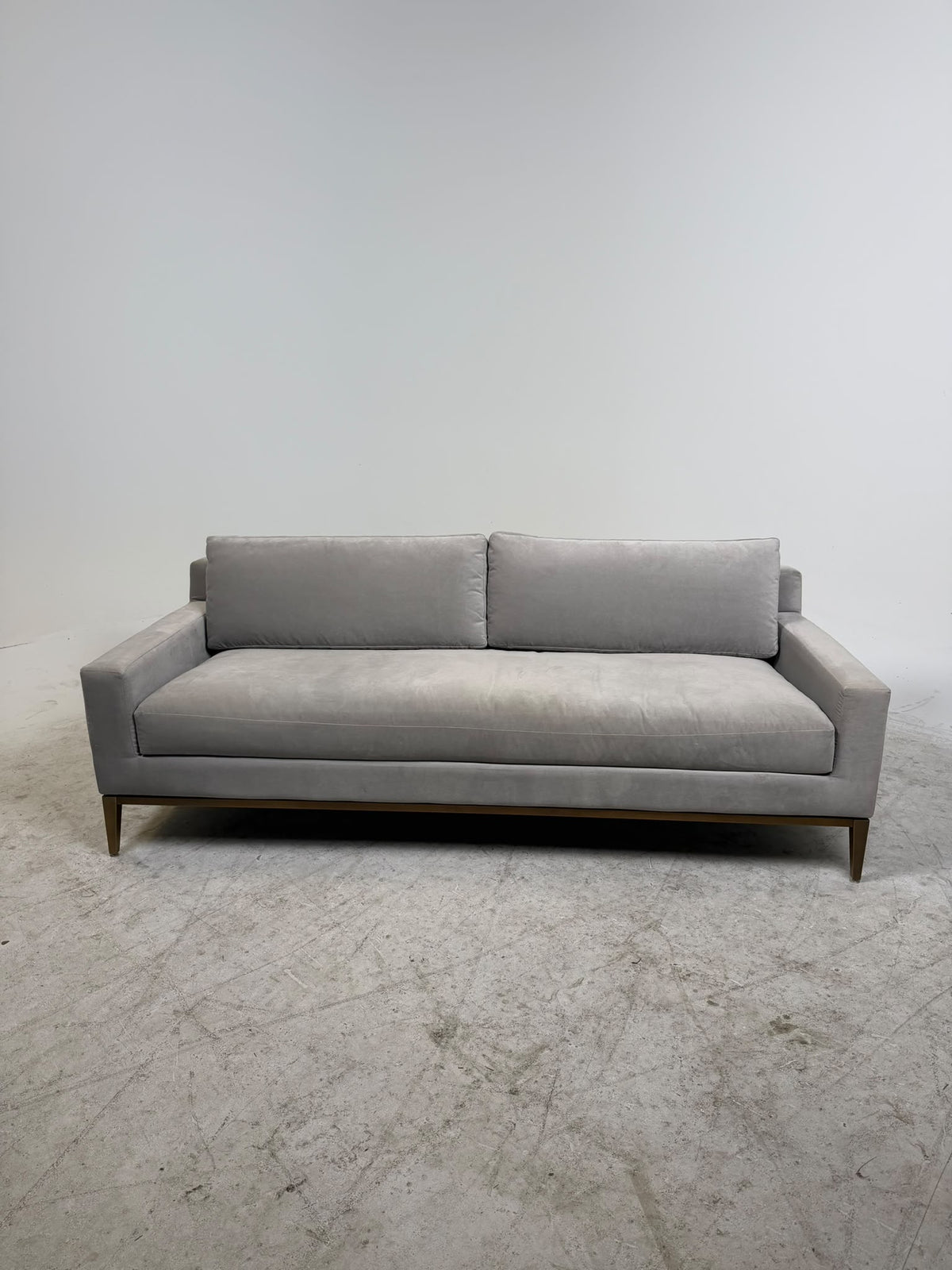 Restoration Hardware Track Arm Suede Sofa. RH Fabric Couch. Delivery available
